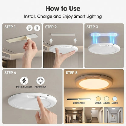 💡 Rechargeable Motion Sensor Ceiling Light with Remote