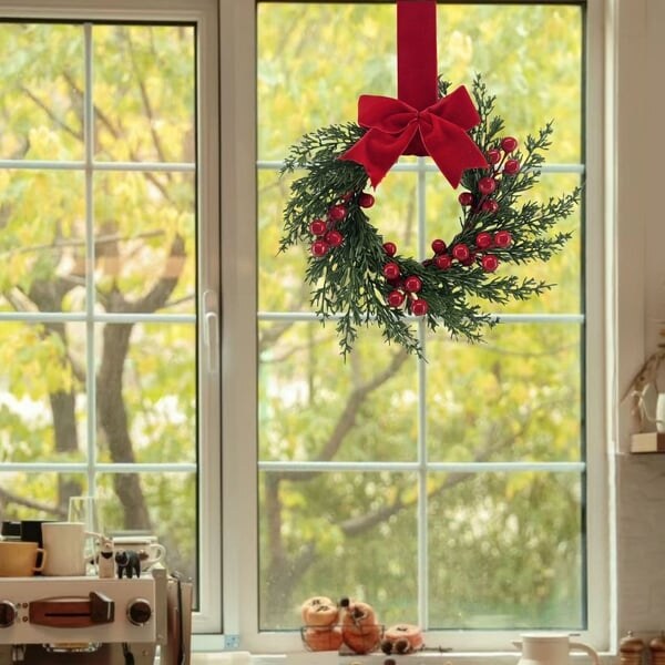 🎄Early Christmas Sale🔥Christmas Mini Cabinet Wreath with Ribbon Bows