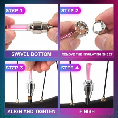 💈🎯LED WHEEL LIGHTS-Perfect Addition to Enhance Visibility on Cars Bikes and Motorcycles at Nighttime