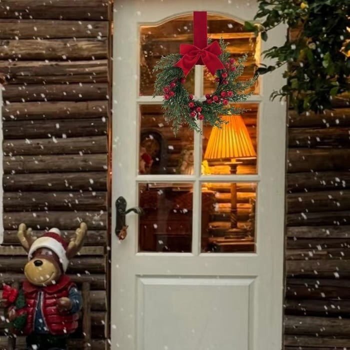 🎄Early Christmas Sale🔥Christmas Mini Cabinet Wreath with Ribbon Bows