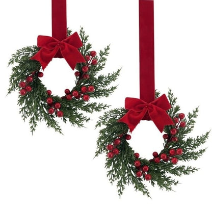 🎄Early Christmas Sale🔥Christmas Mini Cabinet Wreath with Ribbon Bows