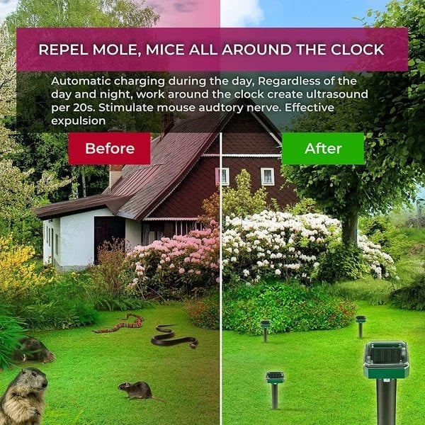 🔥Solar Powered Mole Repellent (Same for snakes/pests/rodents)