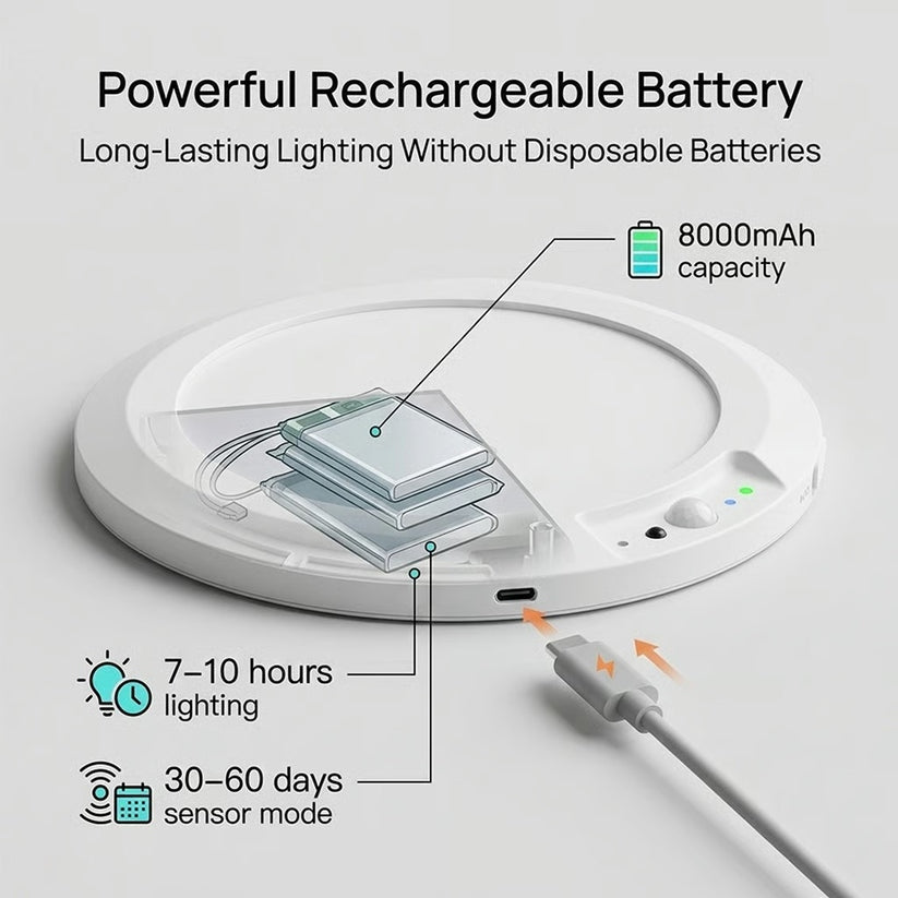 💡 Rechargeable Motion Sensor Ceiling Light with Remote