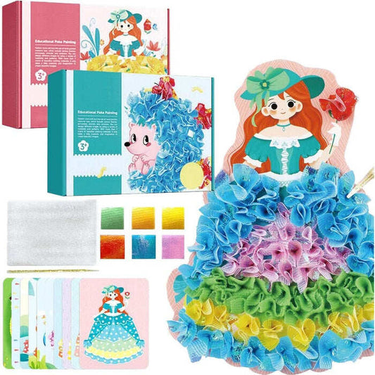 🦔🏵️DIY Punch Art Kit Toy,  Educational Toy for Children-Create Magical 3D Fabric Art