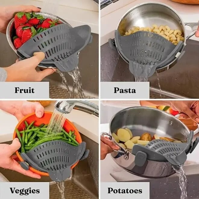 🏠 The Must-Have Kitchen Gadget🍝Silicone Pot Strainer